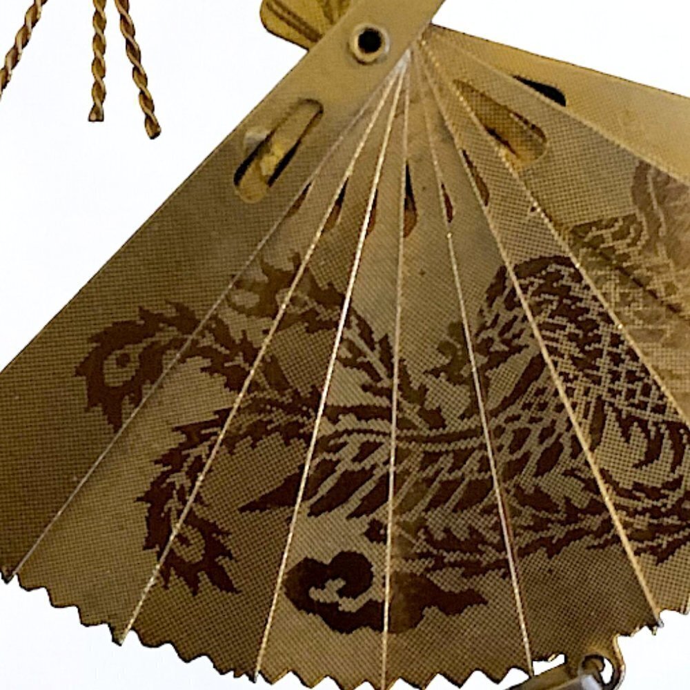Vintage Adjustable Asian Fan Gold Tone Charm Pendant - Picture 2 of 6